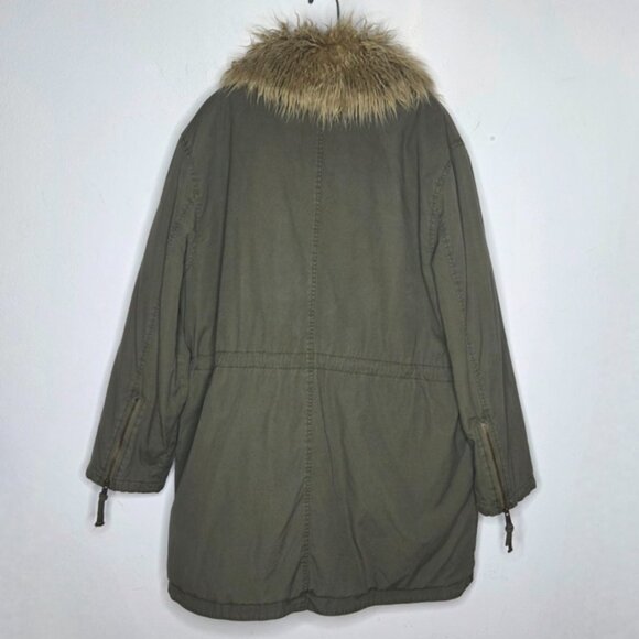 Free People Fur Lined Extreme Moto Parka Coat Green Boho Utility Womens Medium - Picture 7 of 12